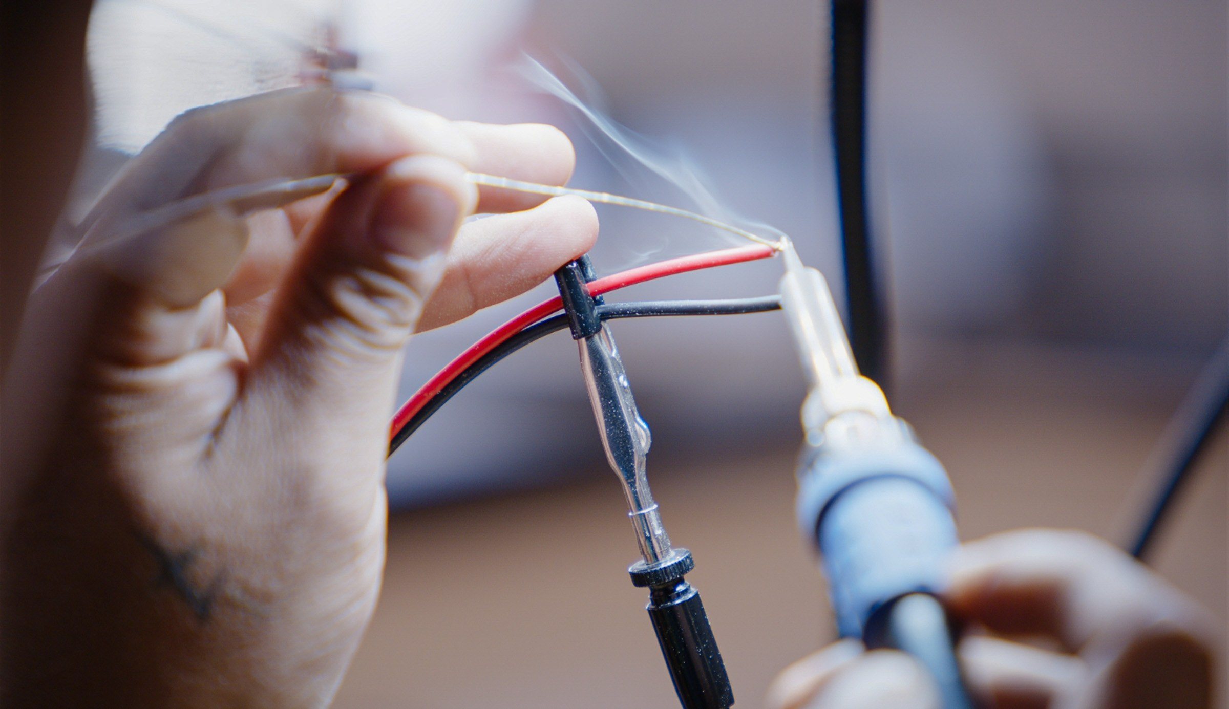 Soldering wires for the exhibit electronics