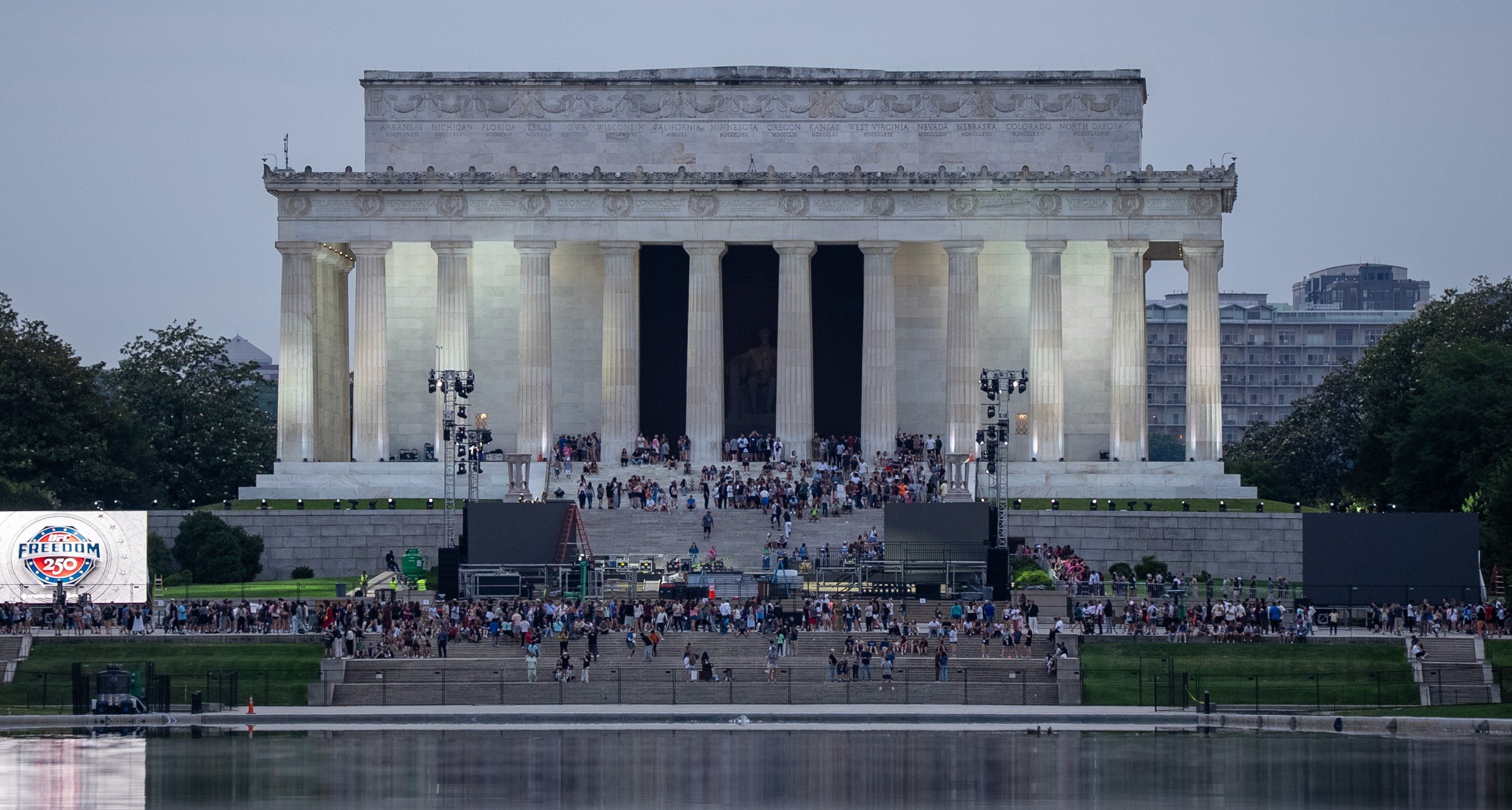 Crowd at the Lincoln Memorial during UFC Freedom 250 fight week in Washington, D.C.
