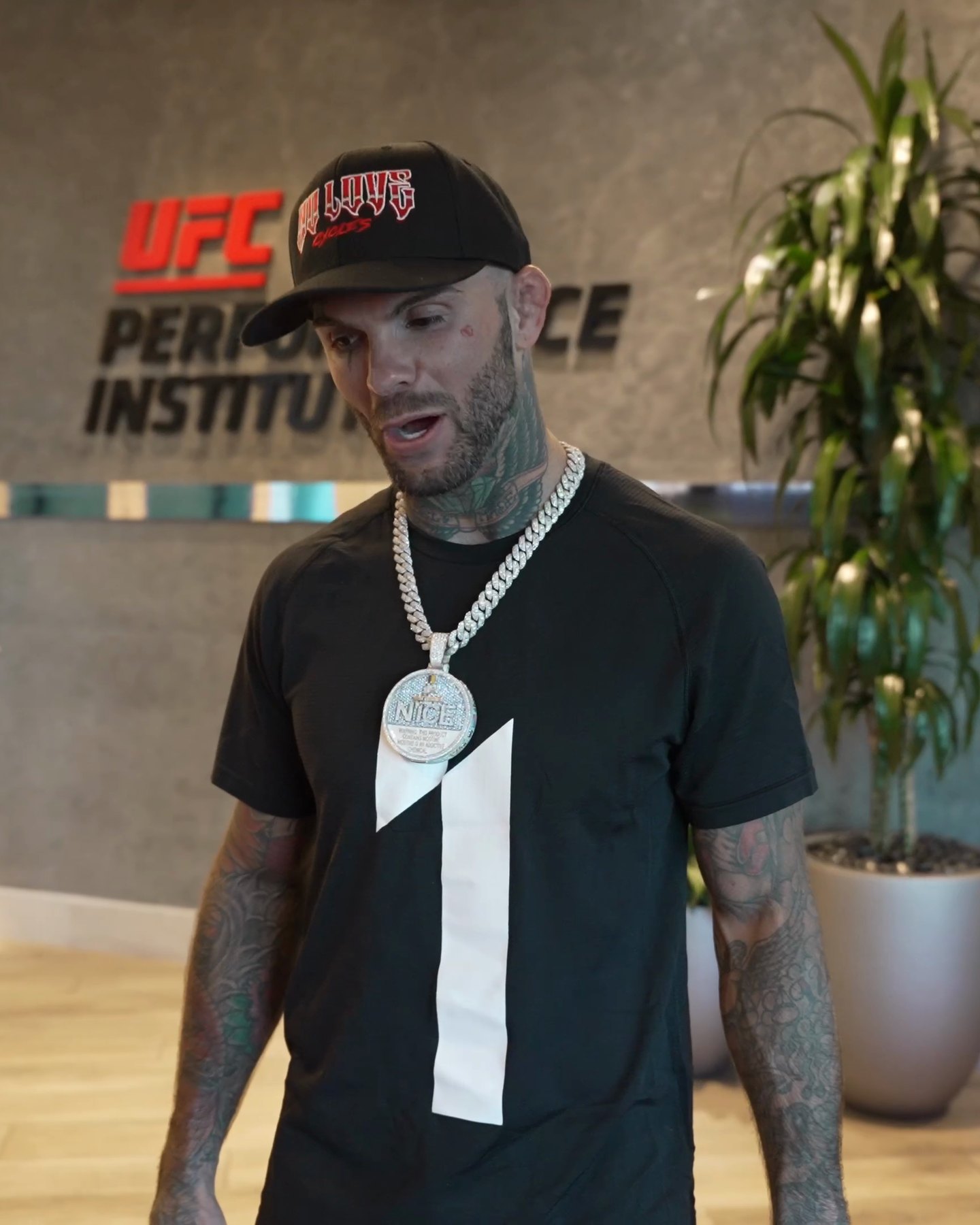 Cody Garbrandt wearing the N1CE chain at the UFC Performance Institute